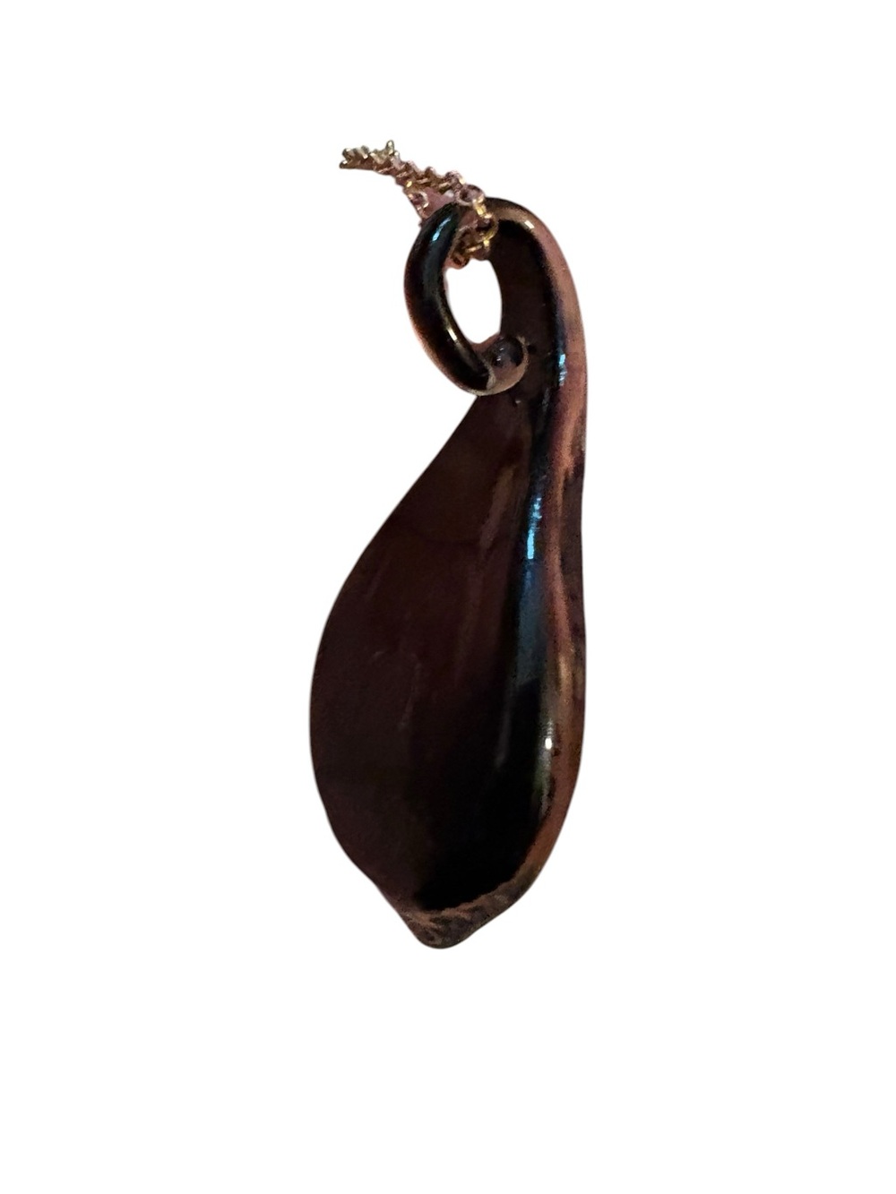 Vintage Murano Style Art Glass Pendant Necklace Lavender Flower & Gold 26" Chain - Picture 5 of 9